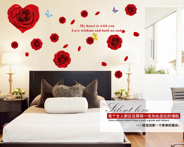 My Heart is with You Rose Wall Sticker